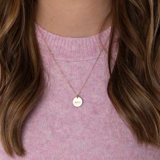 Small Custom Disc Necklace (Small Arial Font)