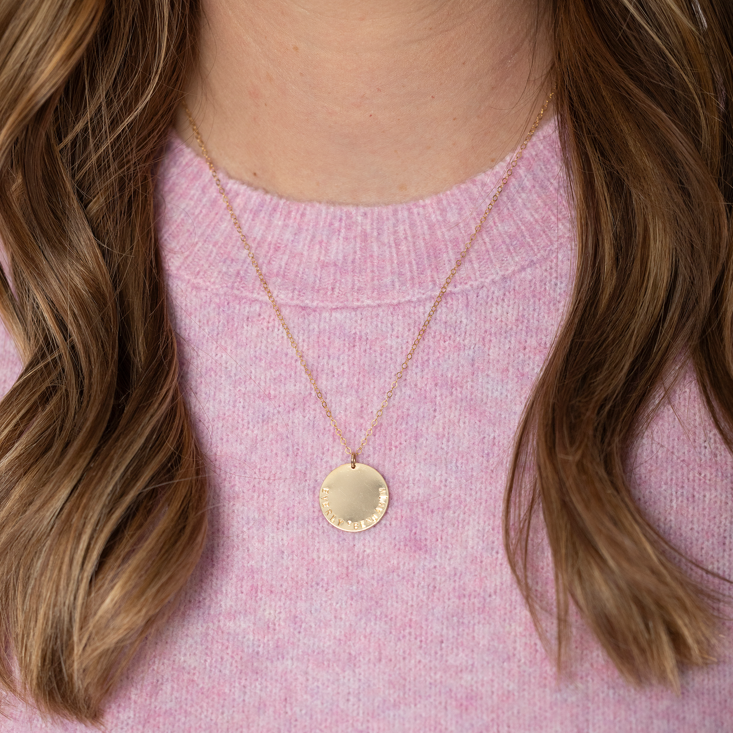 Large Custom Disc Necklace (Small Arial Font)