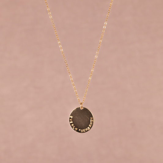 Large Custom Disc Necklace (Small Arial Font)