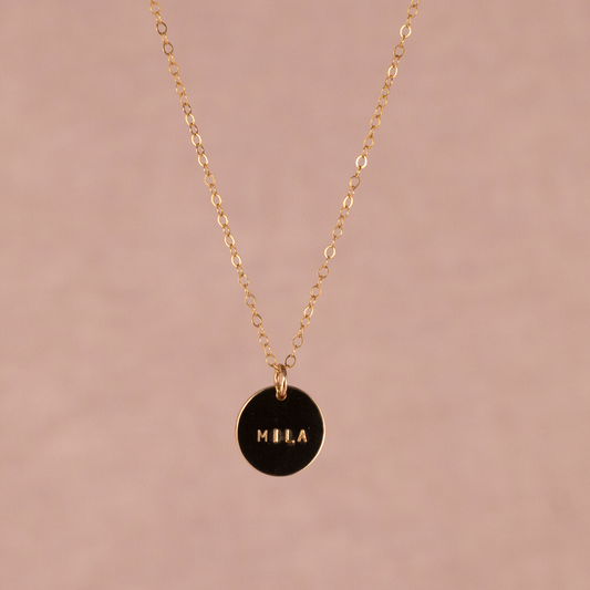 Small Custom Disc Necklace (Small Arial Font)