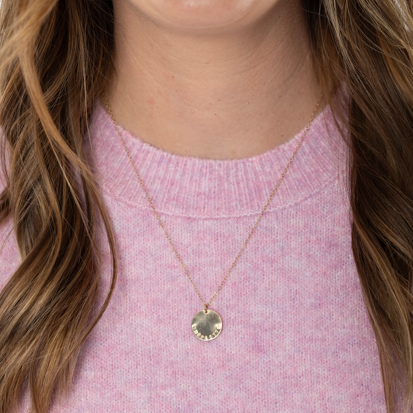 Medium Custom Disc Necklace (Small Arial Font)