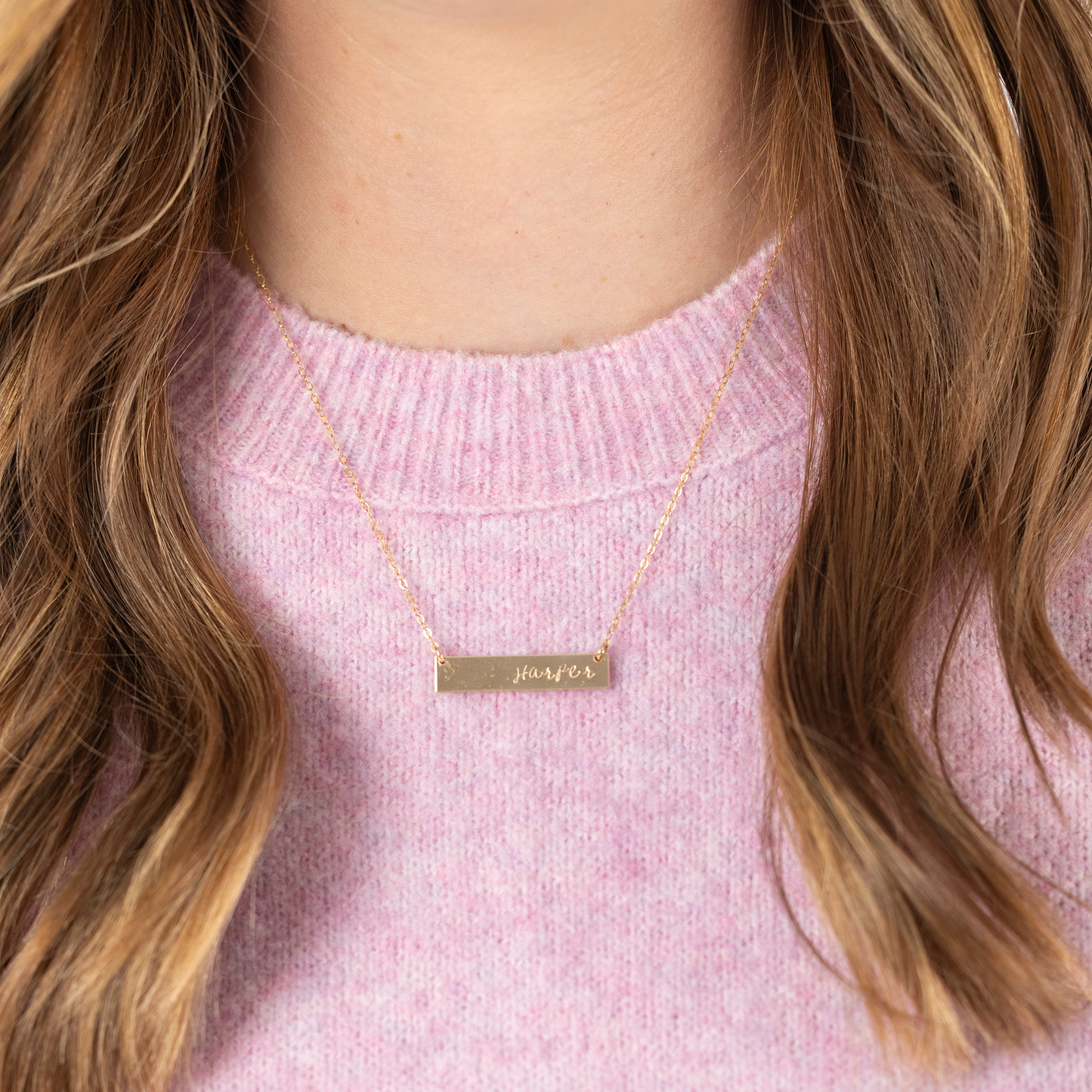 Bar Necklace (Script Font)