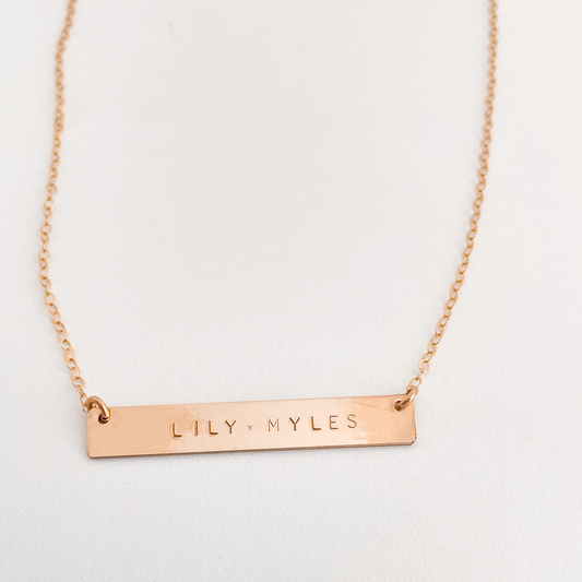 Bar Necklace (Small Arial Font)